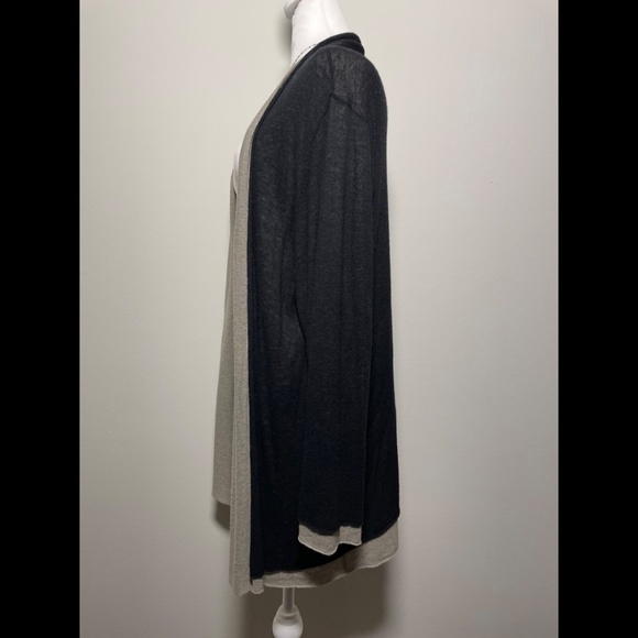 Eileen Fisher Plus Size Two Tone Wool Blend Twee Minimalist Chic Cardigan 2X - Picture 3 of 9